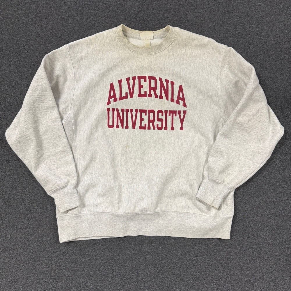 Vintage Champion Sweatshirt Mens XL Grey Good Alvernia University Reverse Weave